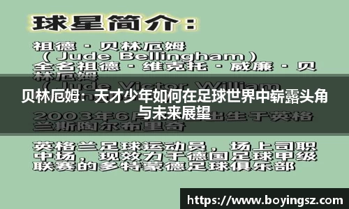 贝林厄姆：天才少年如何在足球世界中崭露头角与未来展望